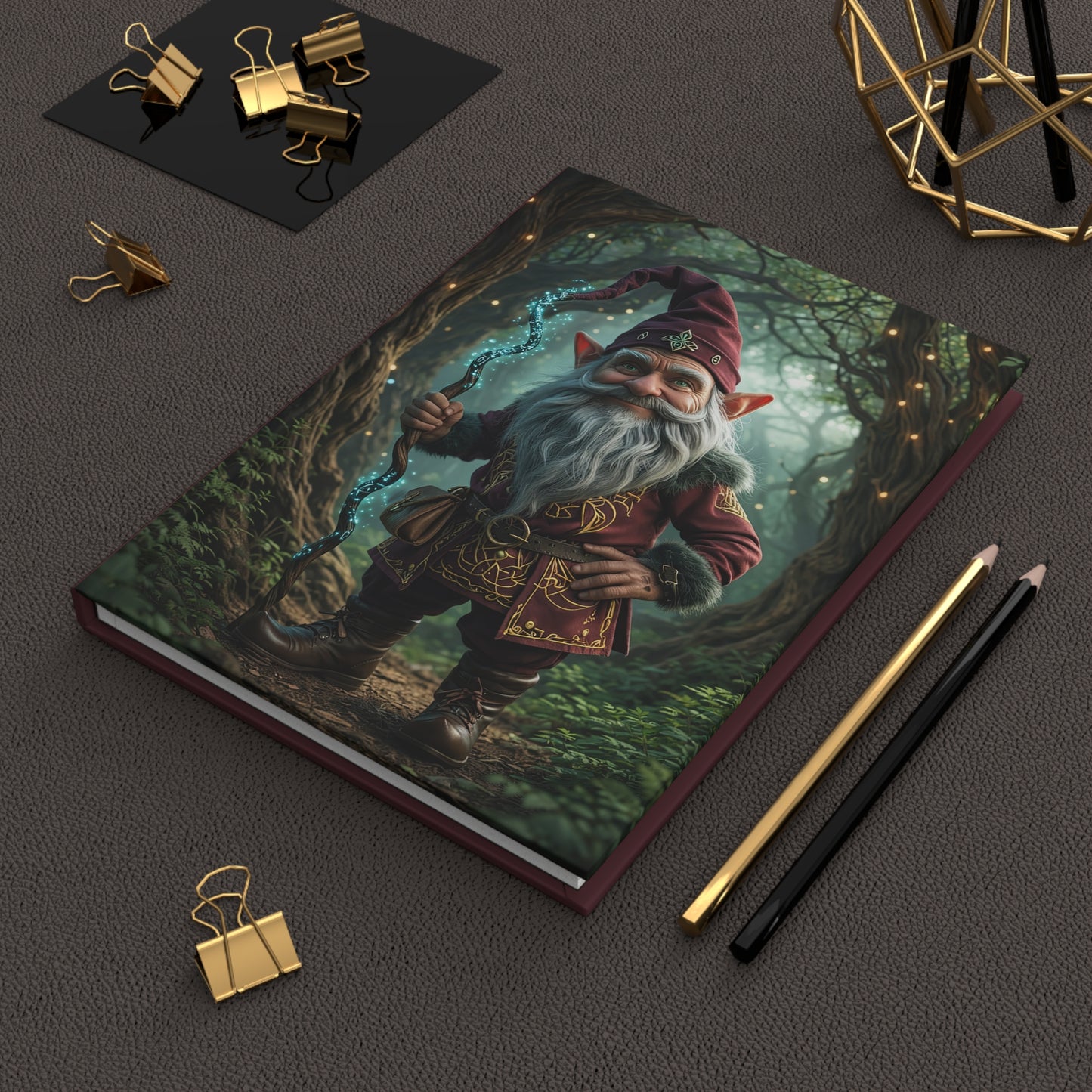 Enchanted Gnome Journal, Matte Hardcover Notebook for Dreamers and Fantasy Lovers
