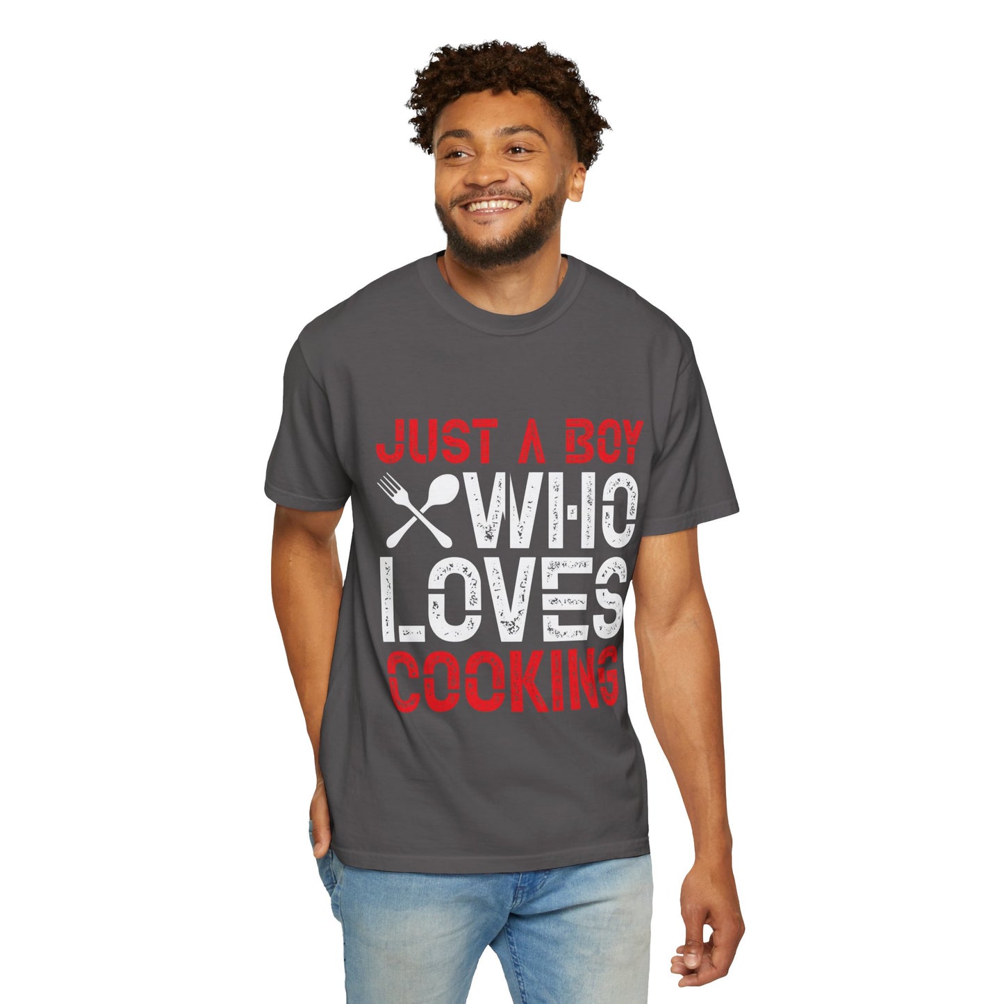 Just a Boy Who Loves Cooking T-Shirt - Unisex Garment-Dyed Tee