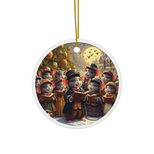 Christmas Mouse Whispers Ceramic Ornaments, 2-Side Print, (1pc, 3pcs, 5pcs, 10pcs)