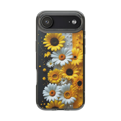 Clear Floral Phone Case - Yellow and White Daisy Pattern Colorful Spring Accessory