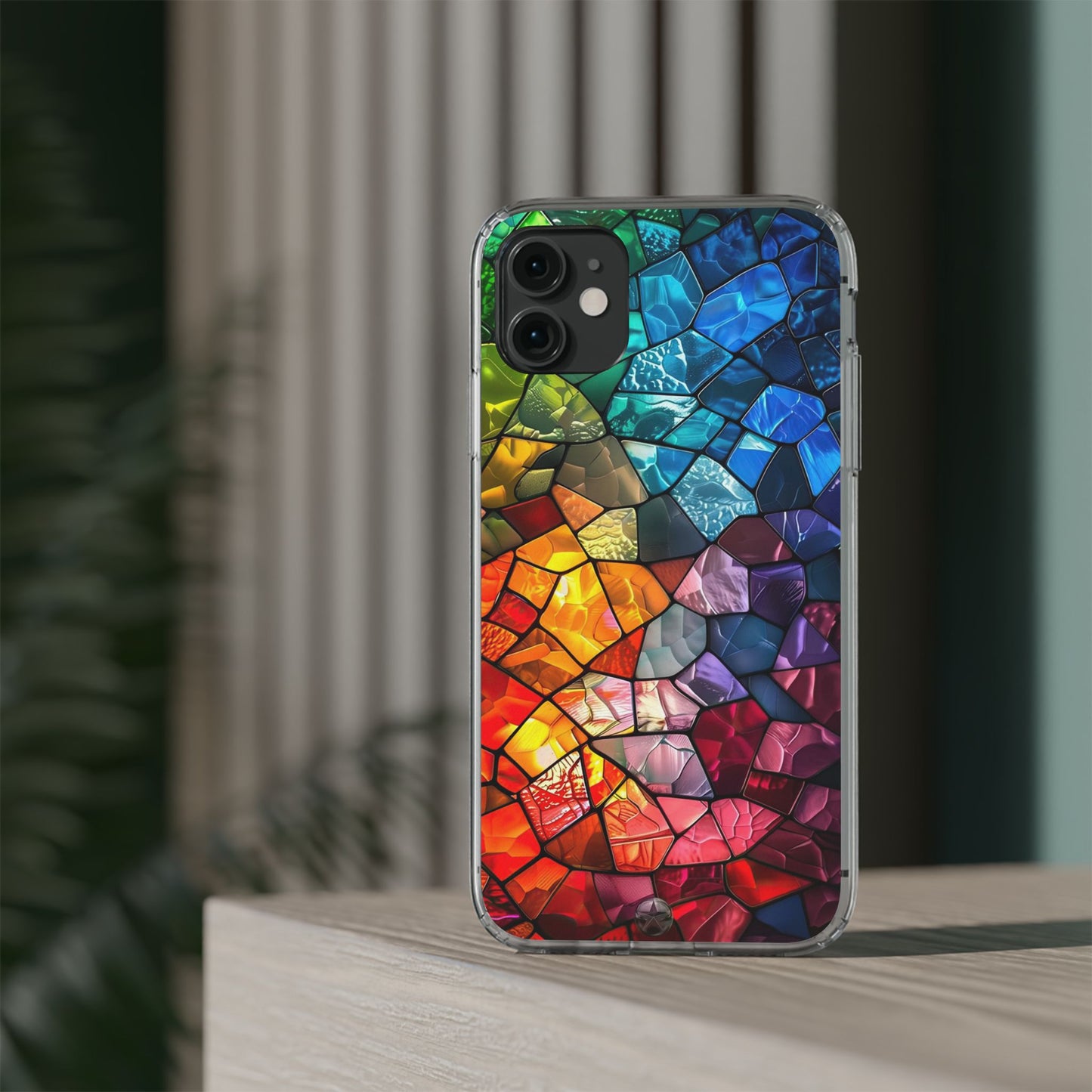 Vibrant Clear Phone Case, Colorful Stained Glass Design