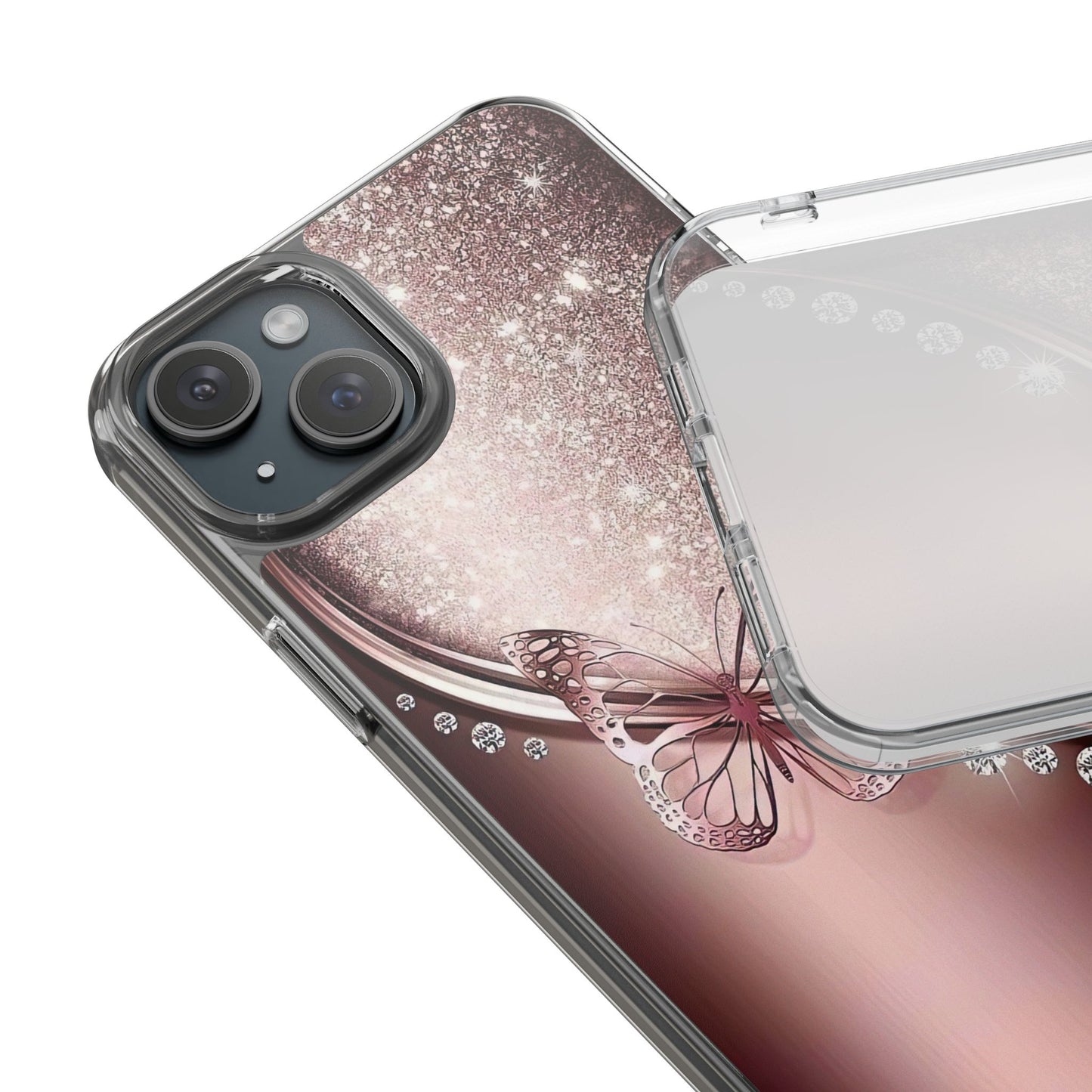 Elegant Butterfly Clear Case, Stylish Transparent Protective Cover for Women