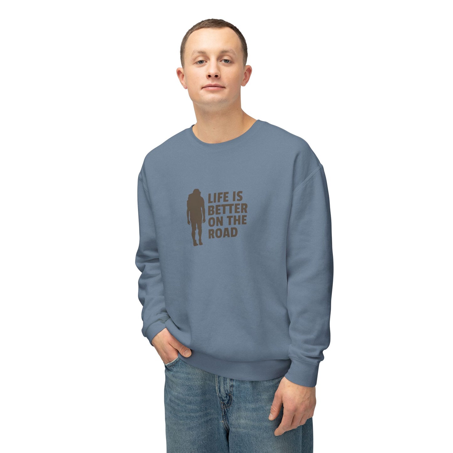 Life Is Better On The Road Unisex Lightweight Crewneck Sweatshirt