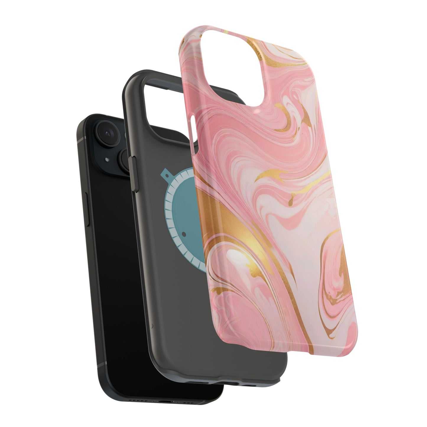 Stylish Magnetic Phone Case, Pink Marble Protective Cover