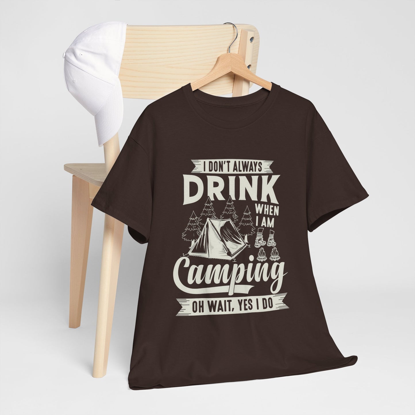 Camping Drinking Unisex Heavy Cotton Tee - Perfect Gift for Outdoor Enthusiasts