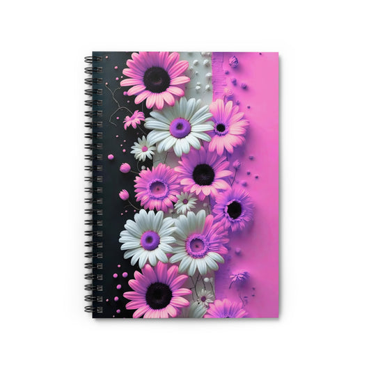 Pink Floral Spiral Notebook 6" x 8" –  Flower Design