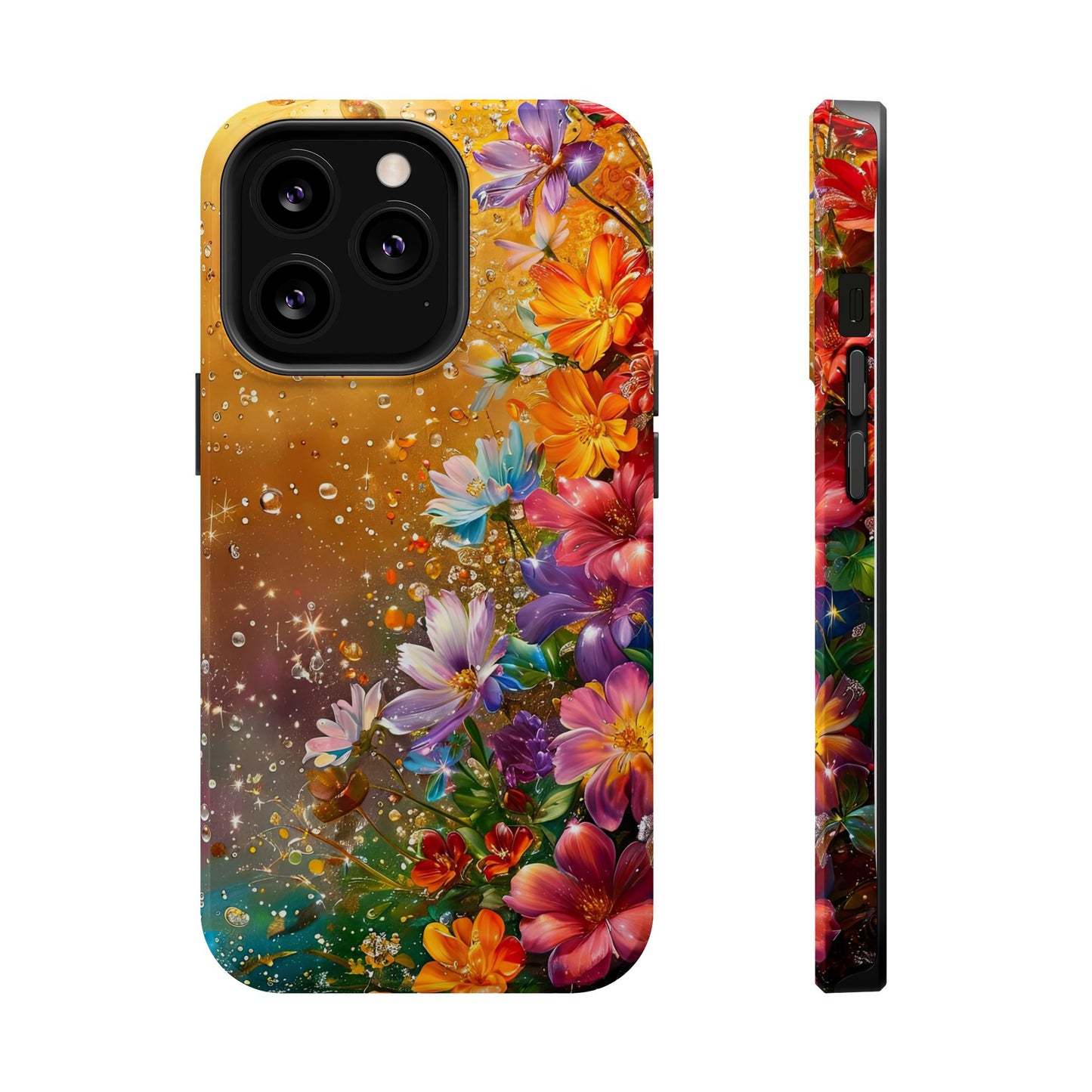 Vibrant Floral Magnetic Phone Case, Artistic Phone Cover