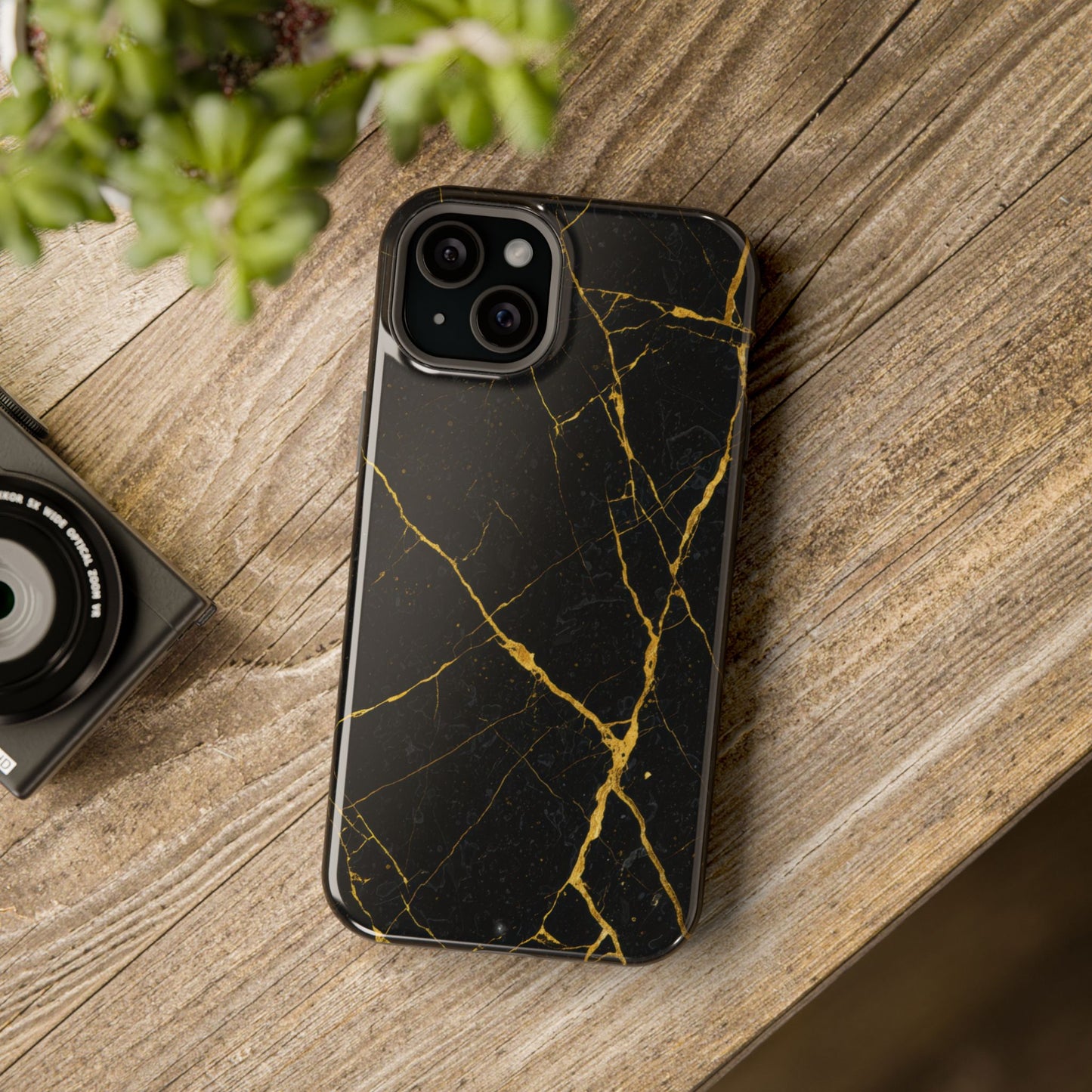 Luxury Black Marble Impact-Resistant iPhone