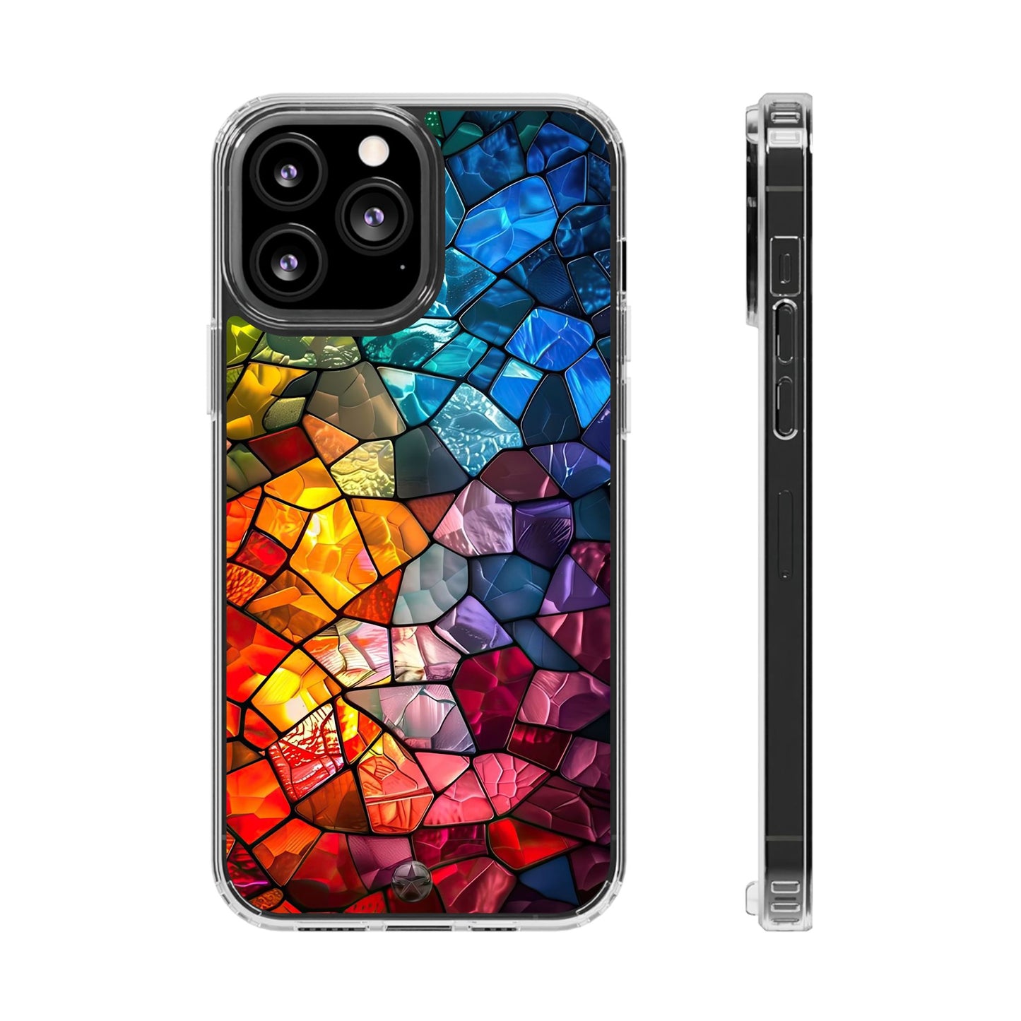 Vibrant Clear Phone Case, Colorful Stained Glass Design