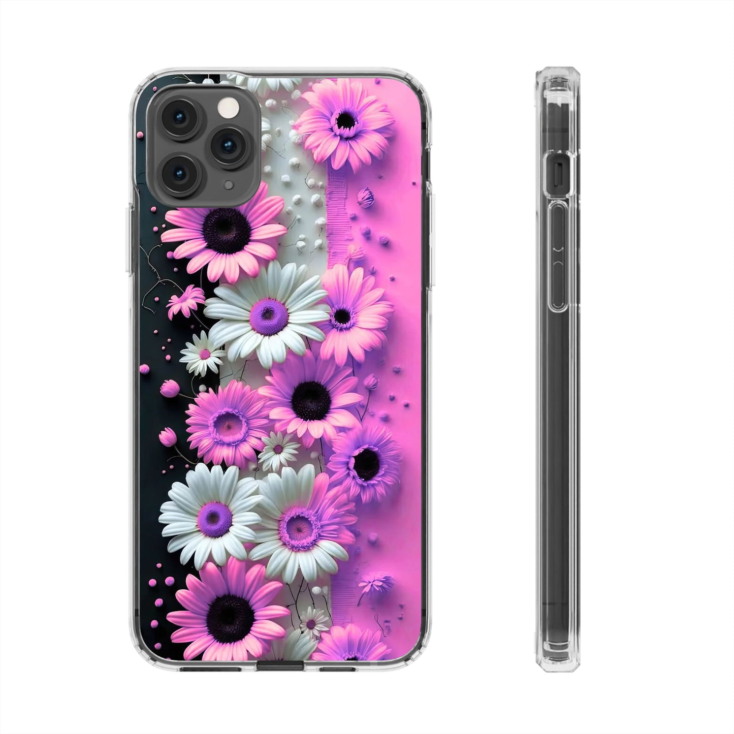 Floral Clear Phone Case – Pink Flower Design