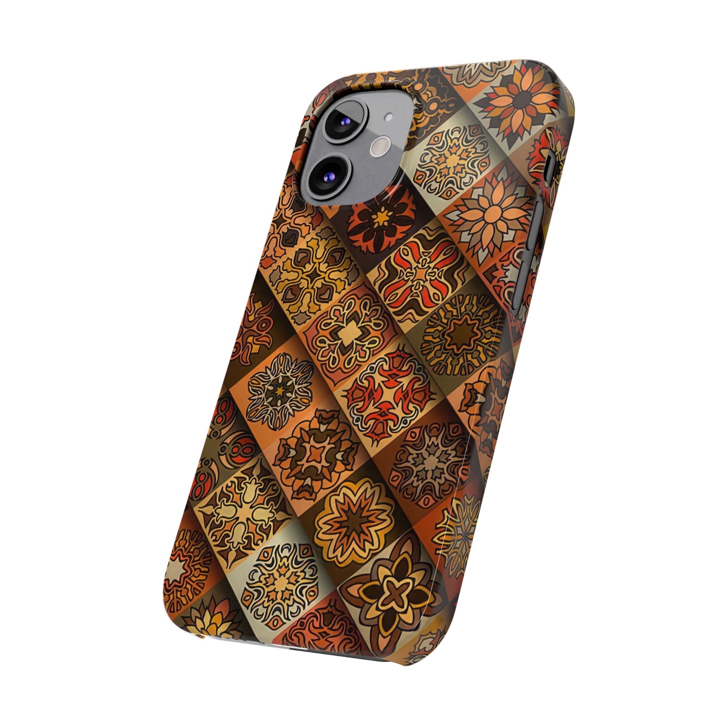 Aztec Geometric Slim Case, Boho Orange