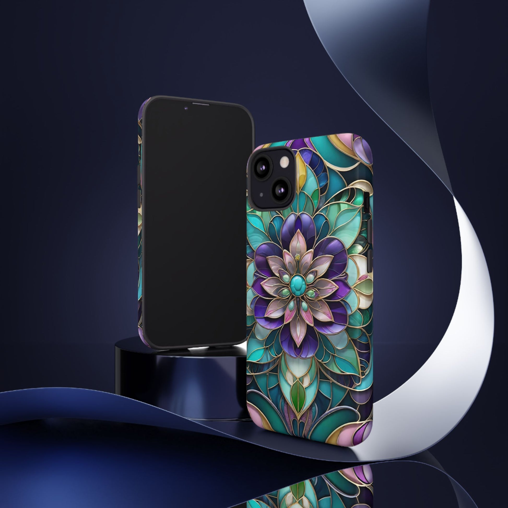 Floral Stained Glass Tough Phone Case -Stylish Protection for Your Device