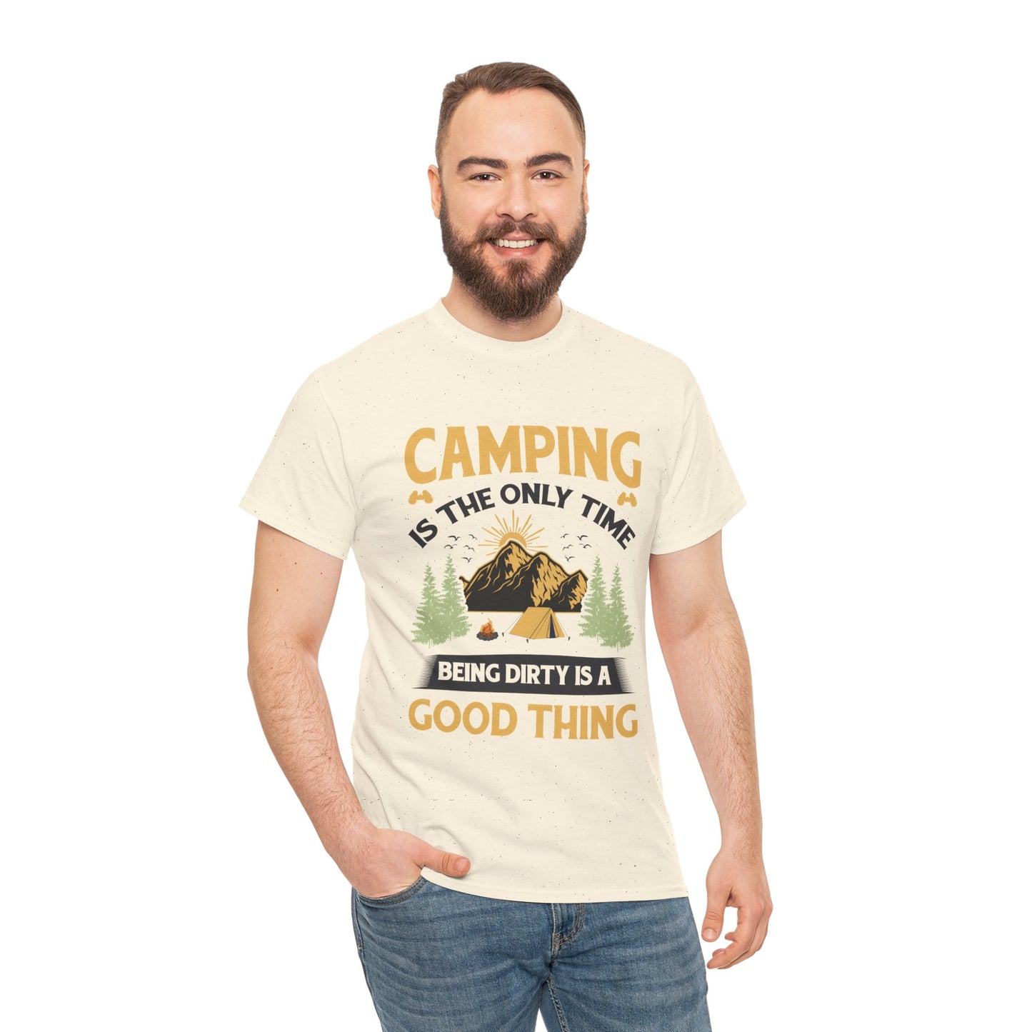 Camping Vibes Unisex Heavy Cotton Tee - "Being Dirty is a Good Thing"