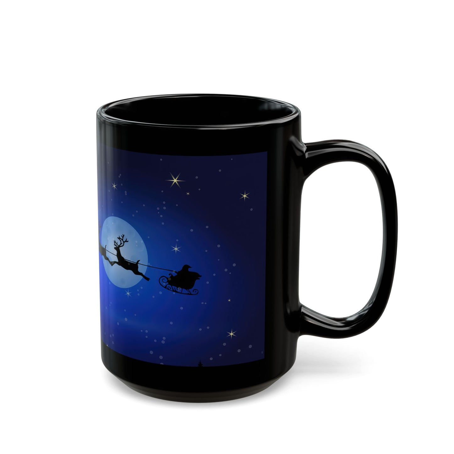 Moonlit Flight: Santa's Magical Slide Black Mug - 11oz, 15oz