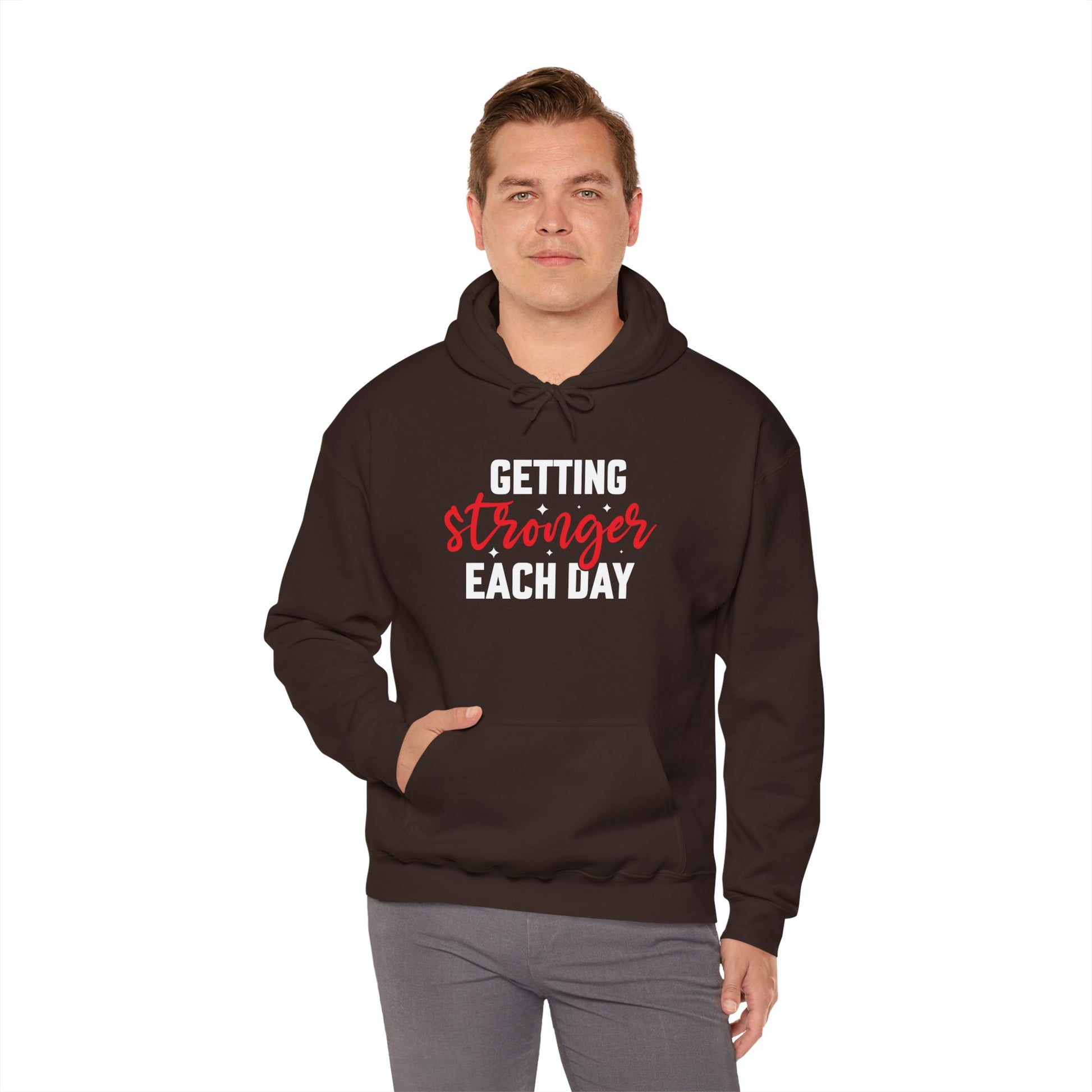 Getting Stronger Each Day Hoodie, Unisex Motivational Sweatshirt