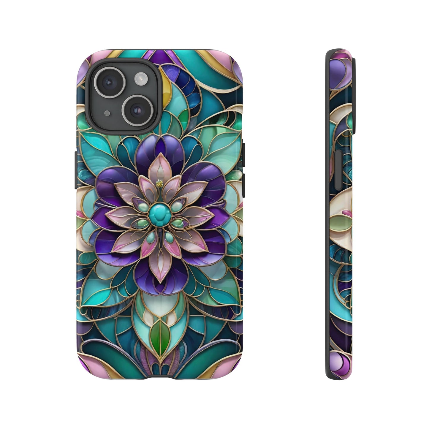 Floral Stained Glass Tough Phone Case -Stylish Protection for Your Device