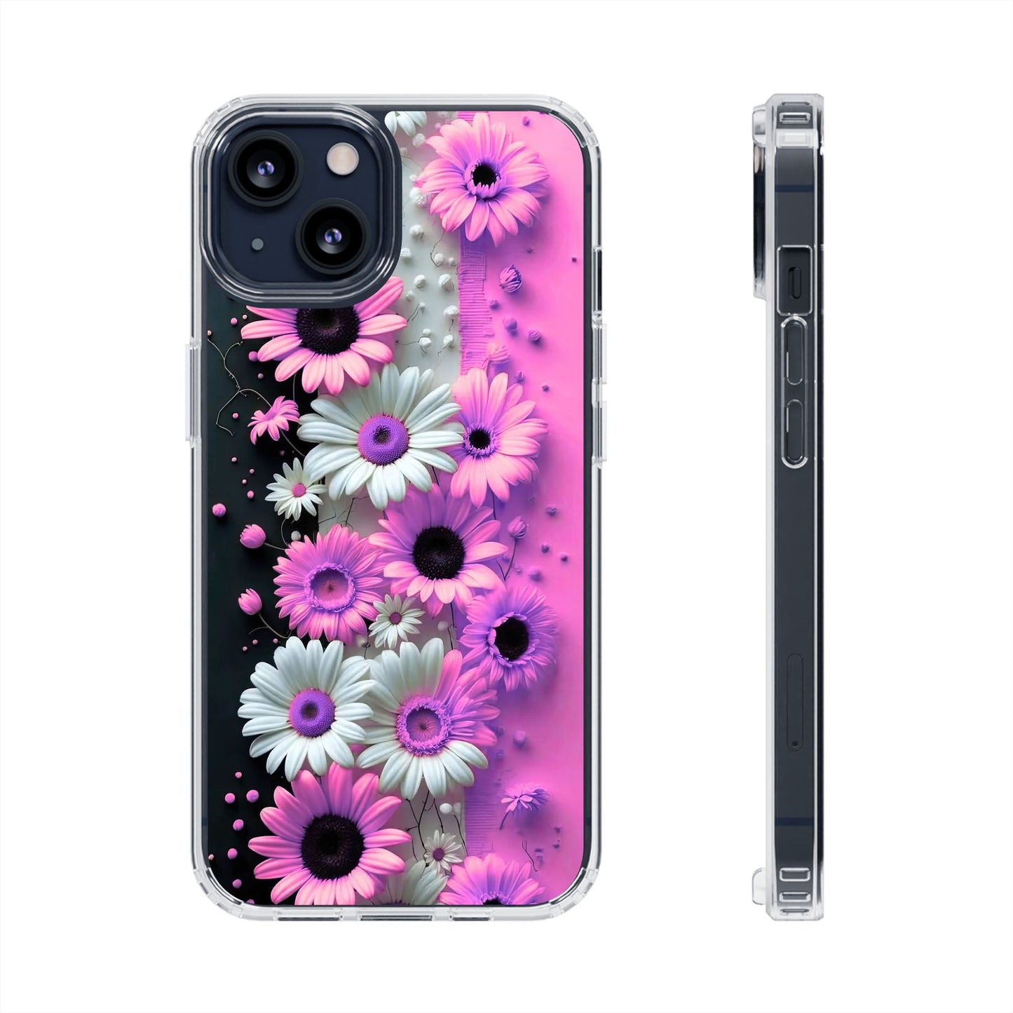 Floral Clear Phone Case – Pink Flower Design