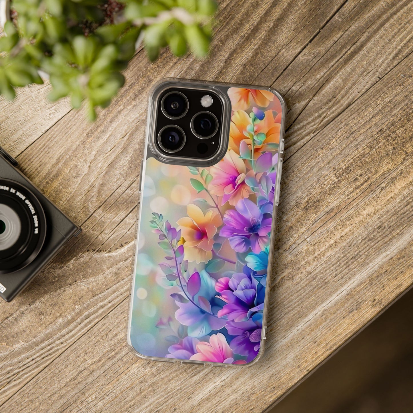 Floral Clear Phone Case -  Colorful Spring Design