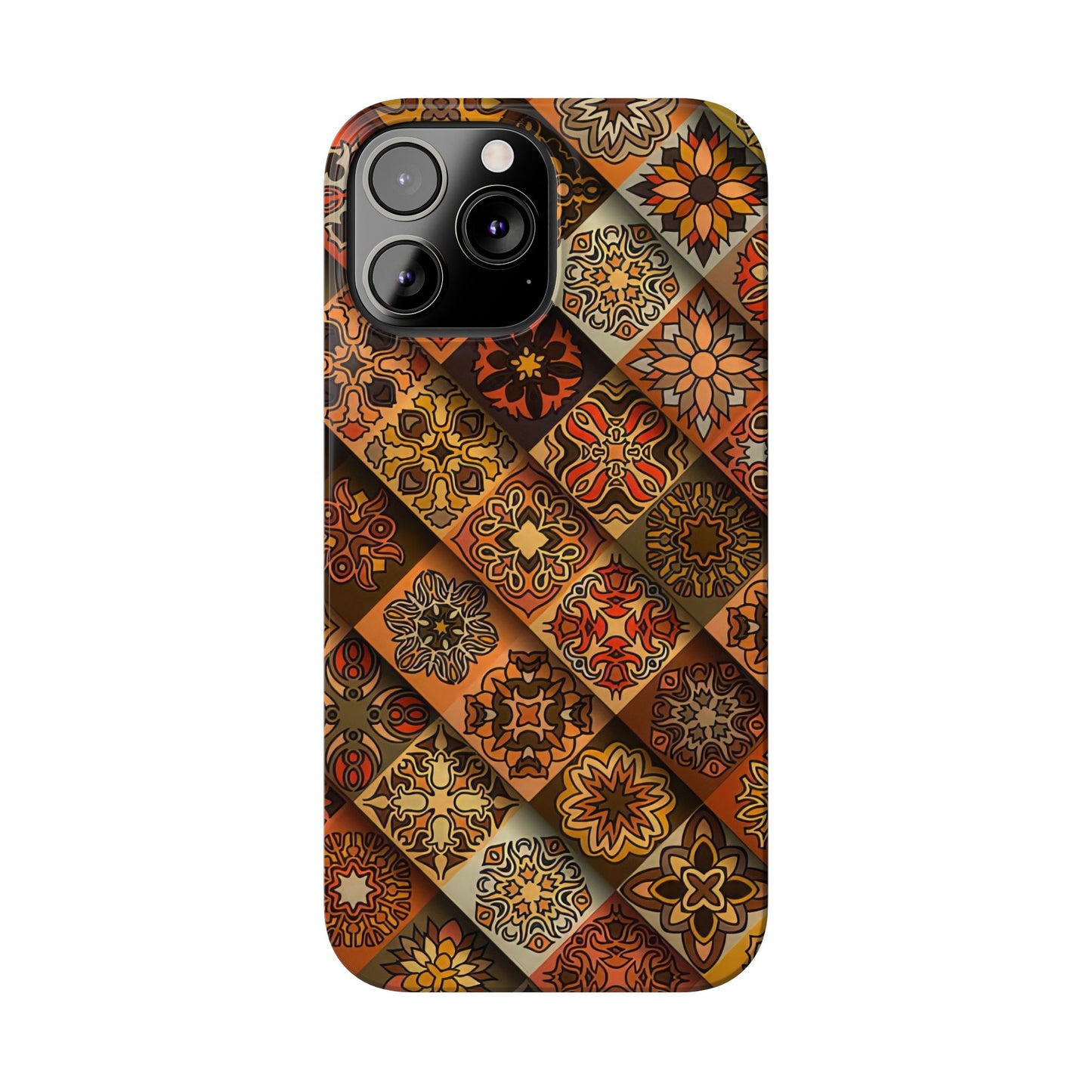 Aztec Geometric Slim Case, Boho Orange