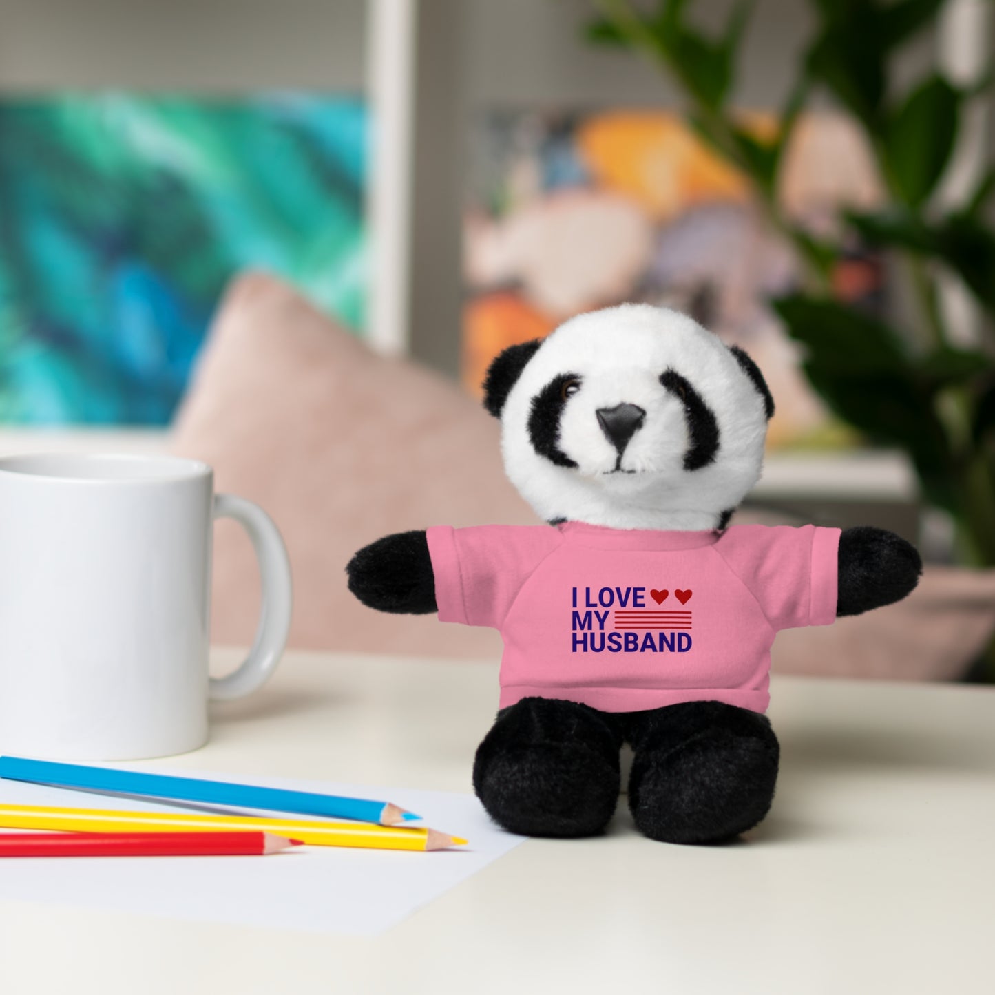 Stuffed Animal with "I love my husband" Tee, Gift for husband