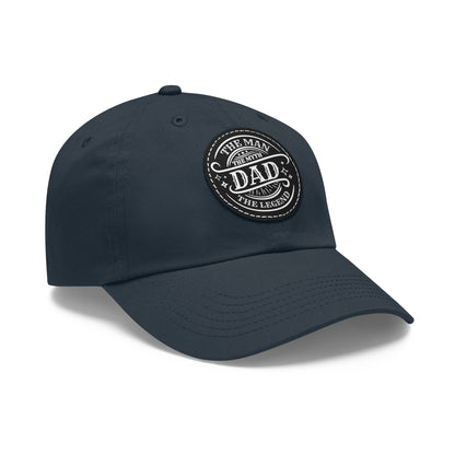 Classic Dad Hat with Leather Patch - 'The Man, The Myth, The Legend'