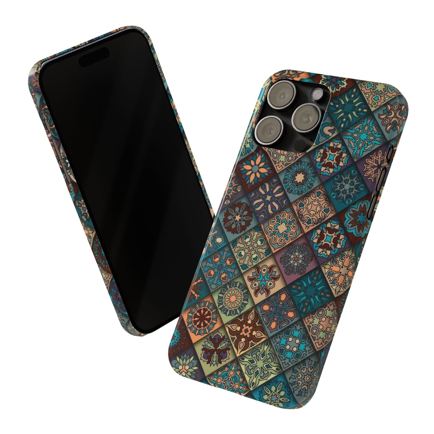 Aztec Geometric Slim Cases, Boho Blue