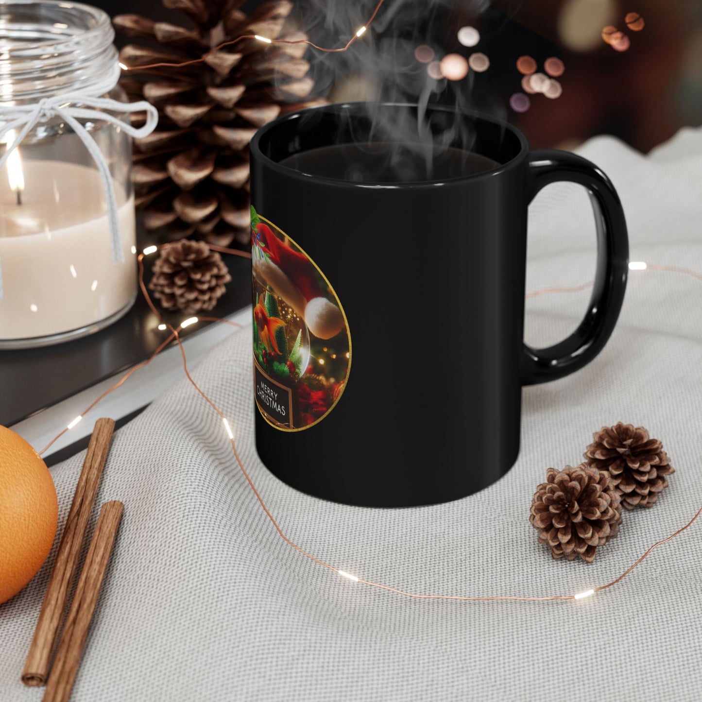 Fin-tastic Santa Black Mug - 11oz, 15oz