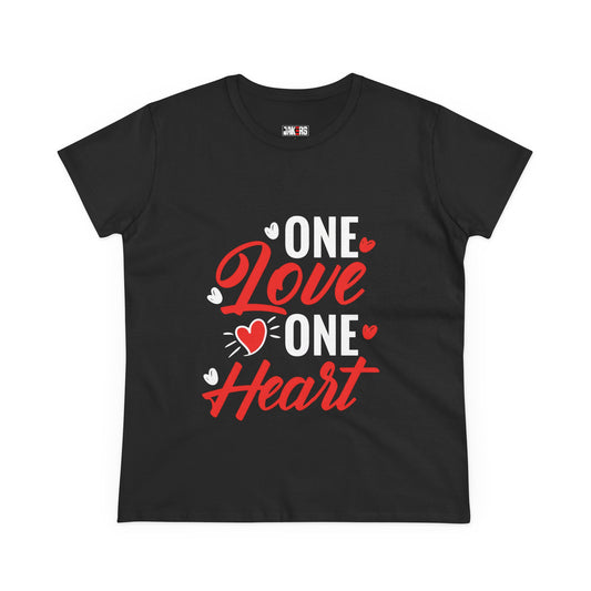 One Love One Heart Women's Midweight Cotton Tee - Cute, Casual Valentine's Apparel