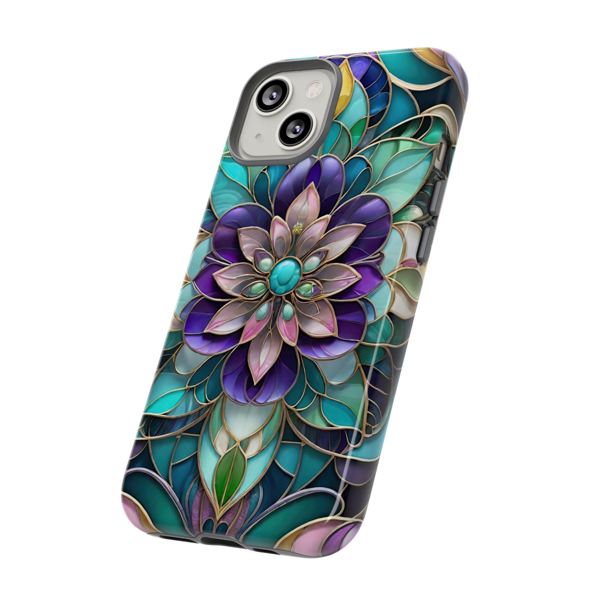 Floral Stained Glass Tough Phone Case -Stylish Protection for Your Device