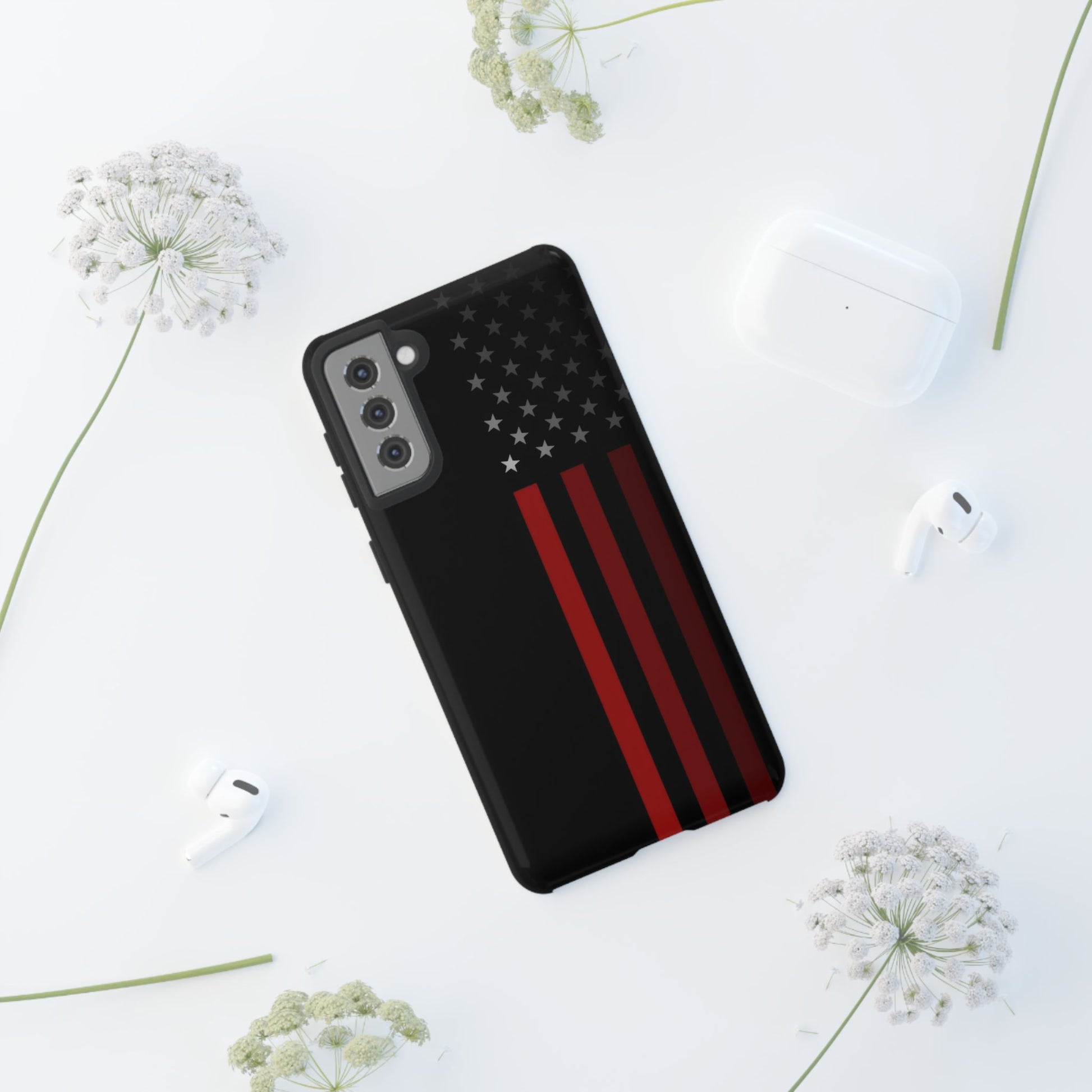 Patriotic Samsung Tough Cases, Red Line American Flag Phone Cover