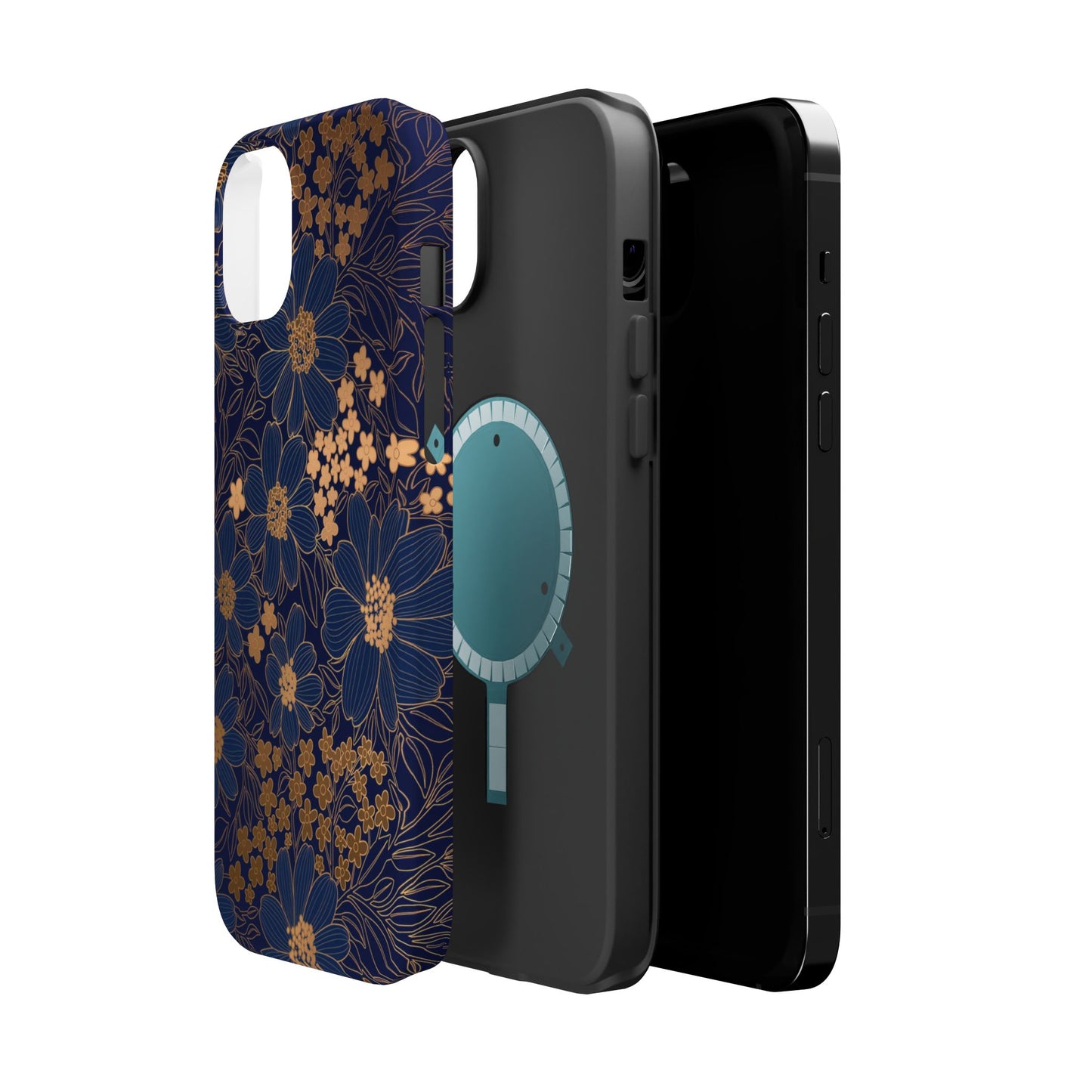 Luxury Serial Magnetic Phone Case, Golden Floral