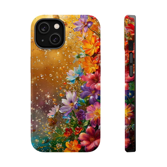 Vibrant Floral Magnetic Phone Case, Artistic Phone Cover