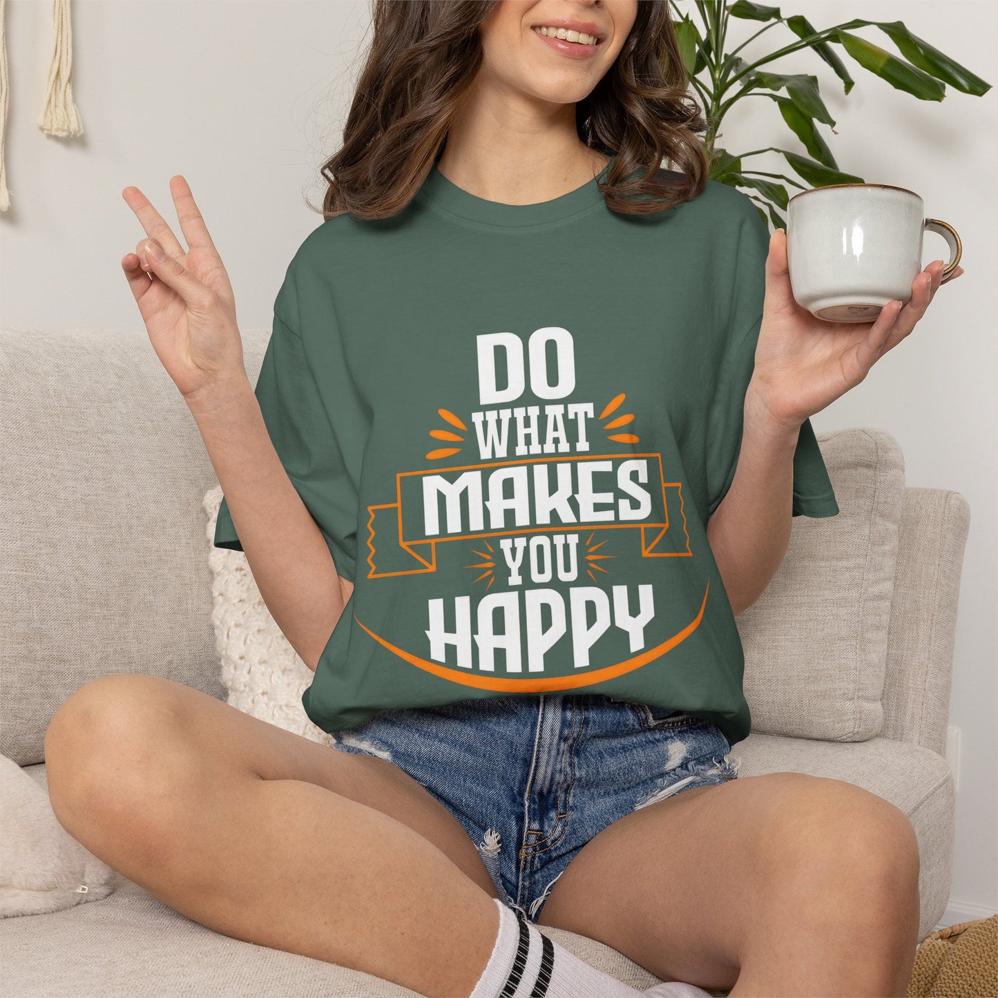 Do What Makes You Happy Unisex Garment-Dyed T-Shirt - Inspirational Tee for Everyday Comfort