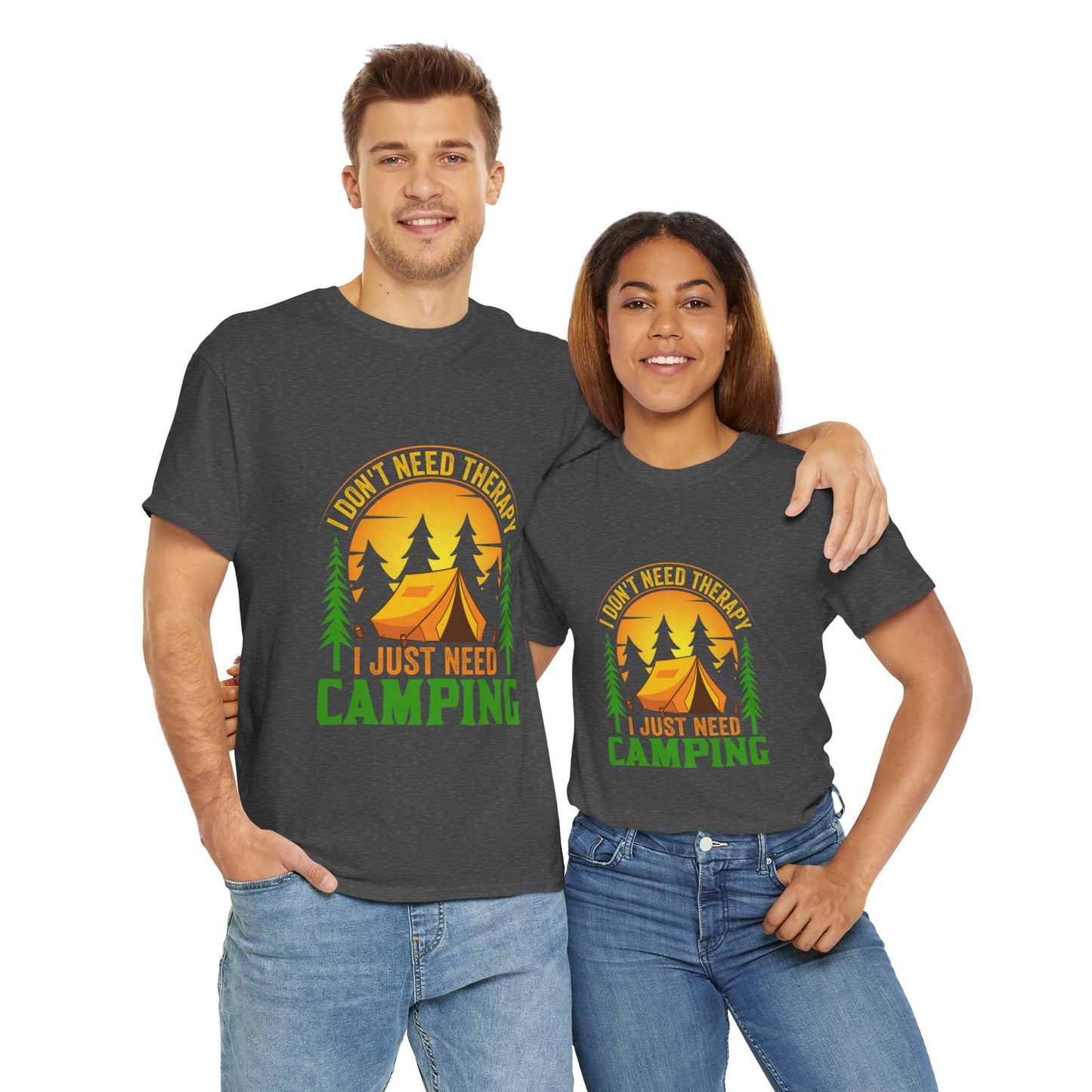 Camping Therapy Unisex Heavy Cotton Tee - Perfect for Outdoor Enthusiasts