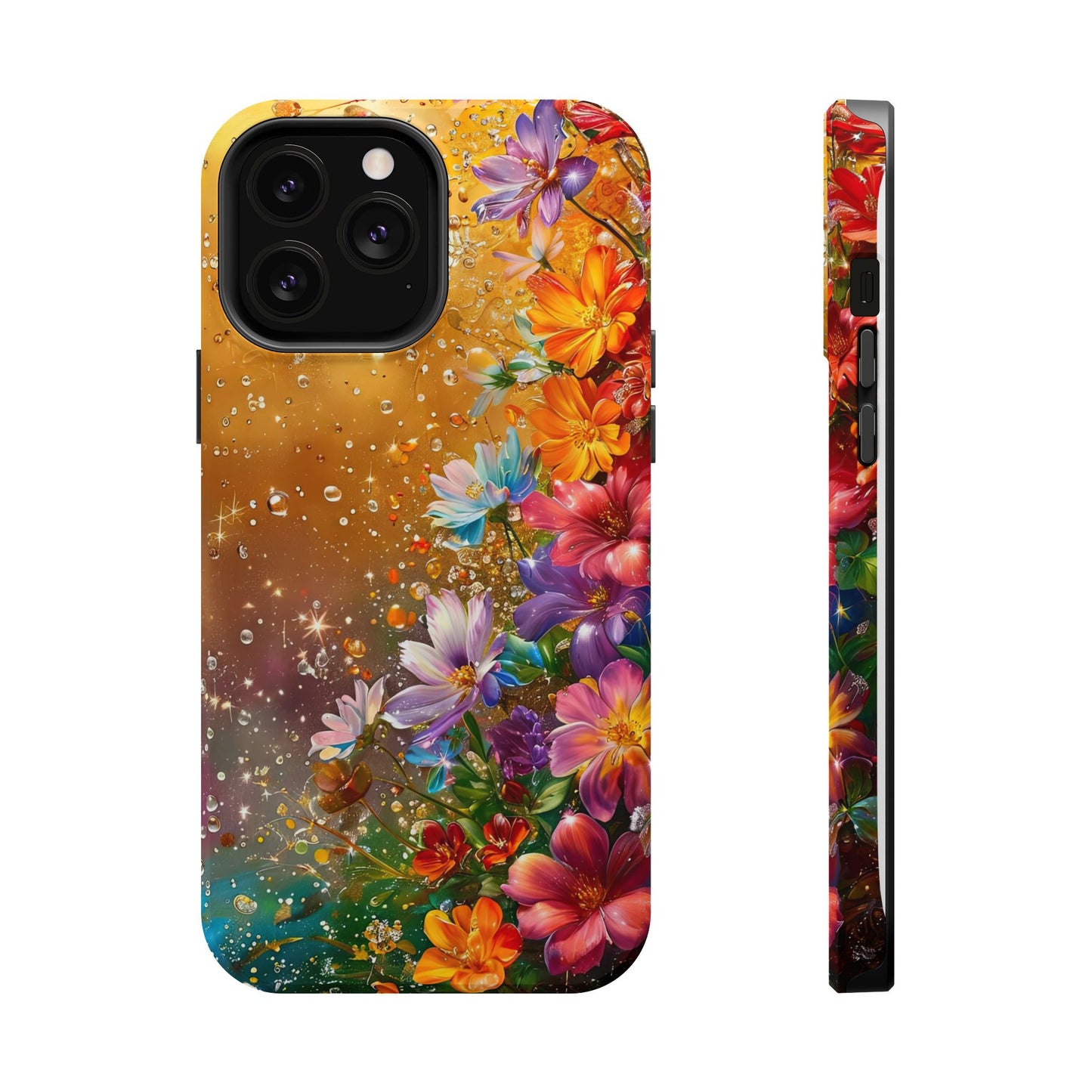 Vibrant Floral Magnetic Phone Case, Artistic Phone Cover