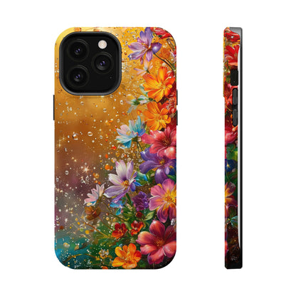 Vibrant Floral Magnetic Phone Case, Artistic Phone Cover