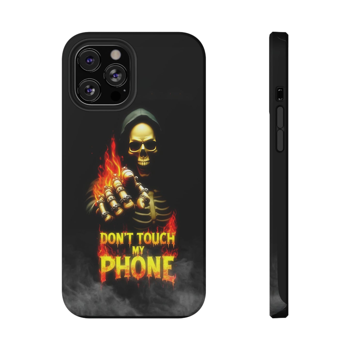 Skull Design Impact-Resistant iPhone Case, Don't Touch My Phone