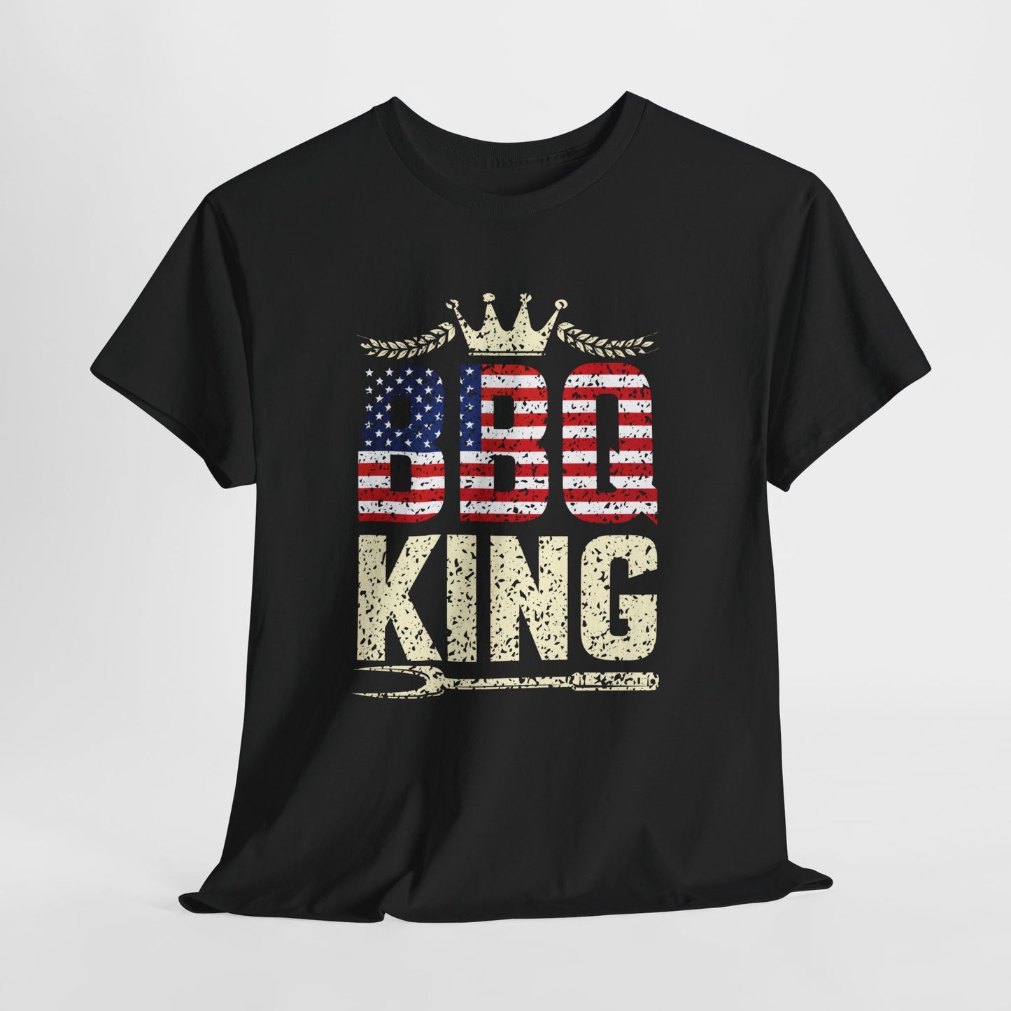 BBQ King Unisex Heavy Cotton Tee - Patriotic Grilling Shirt for Summer Celebrations
