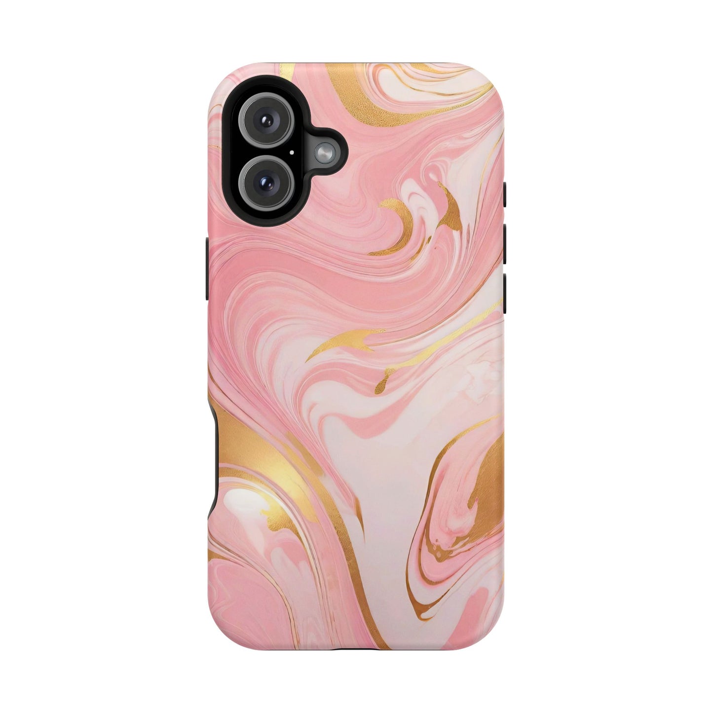 Stylish Magnetic Phone Case, Pink Marble Protective Cover