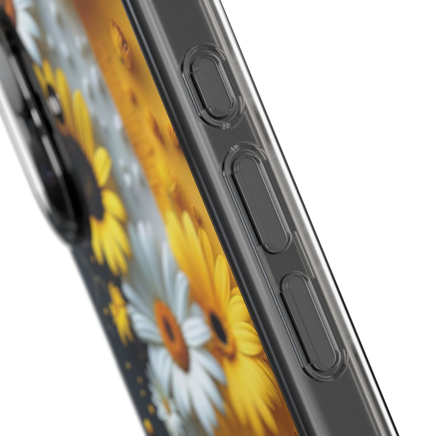 Clear Floral Phone Case - Yellow and White Daisy Pattern Colorful Spring Accessory