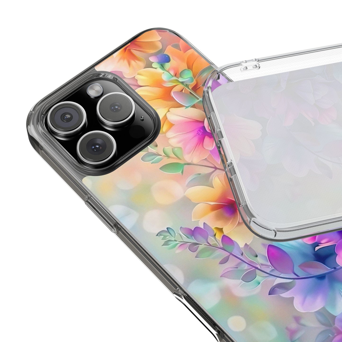 Floral Clear Phone Case -  Colorful Spring Design