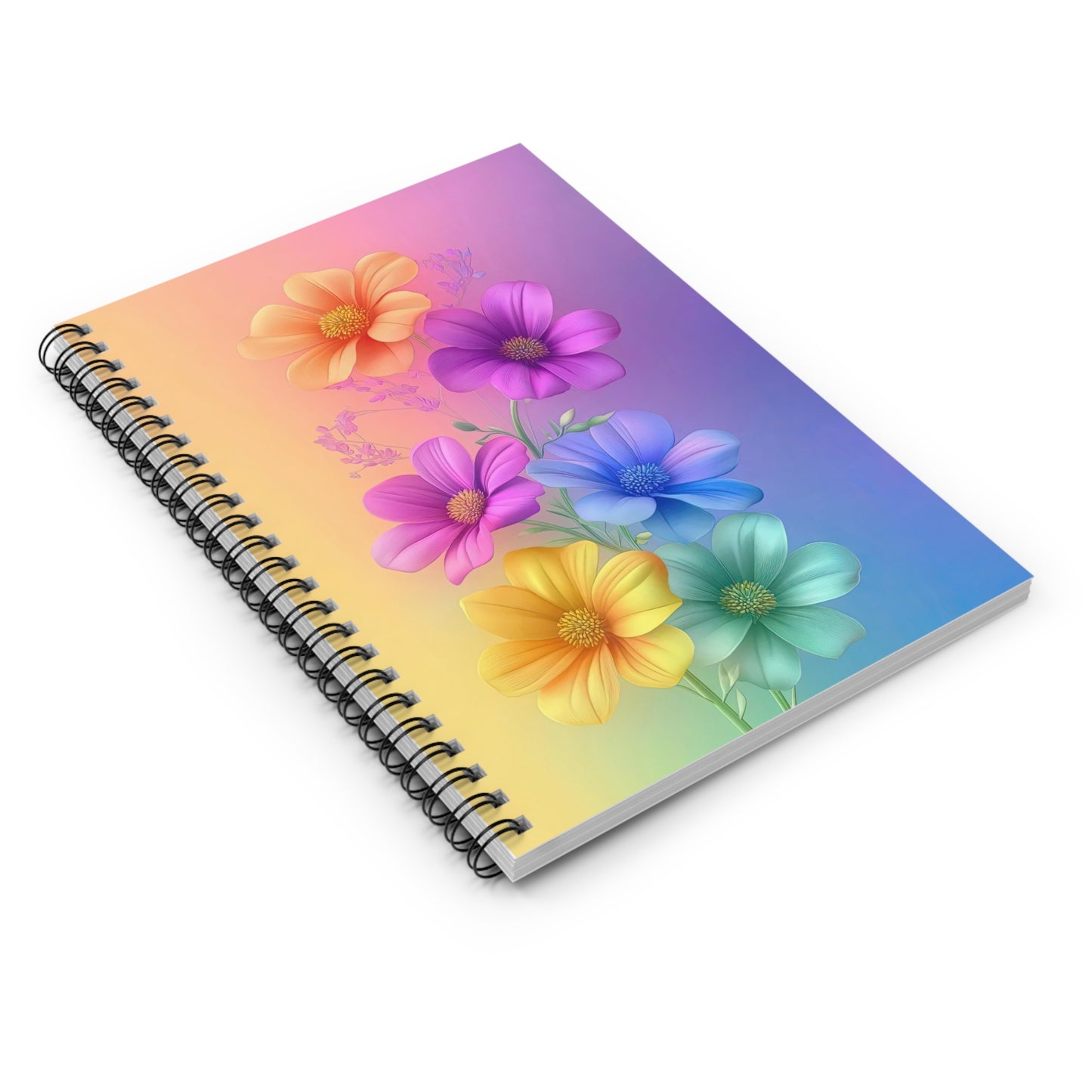 Colorful Floral Spiral Notebook 6" x 8" – Flower Design