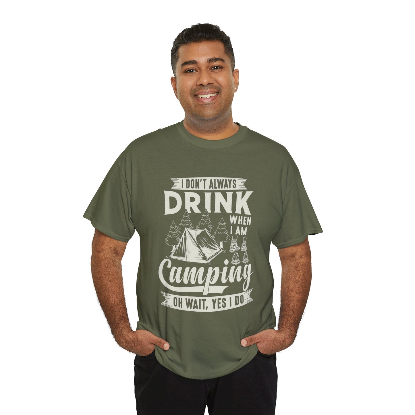 Camping Drinking Unisex Heavy Cotton Tee - Perfect Gift for Outdoor Enthusiasts