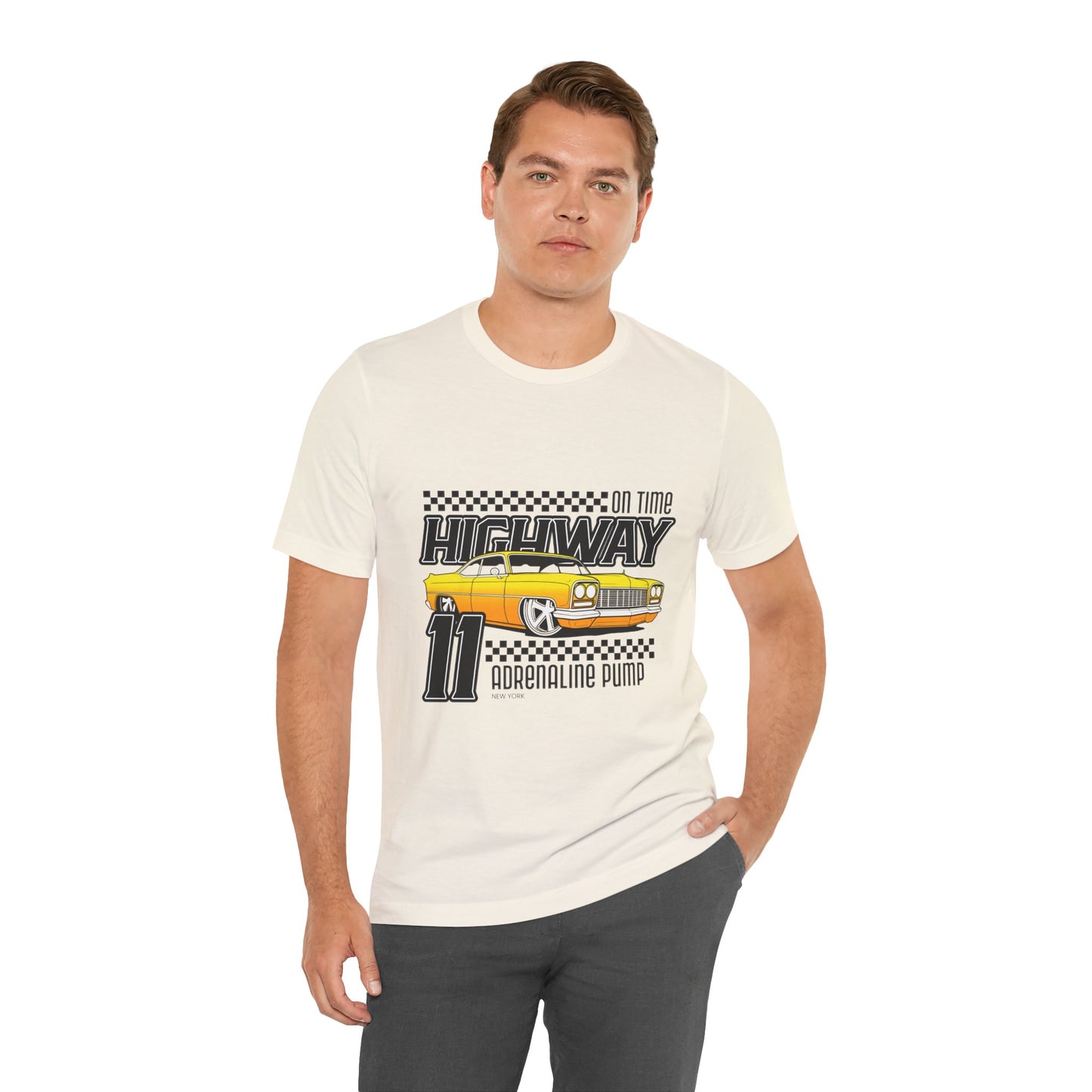Camiseta de manga corta unisex con bomba de adrenalina On Time Highway