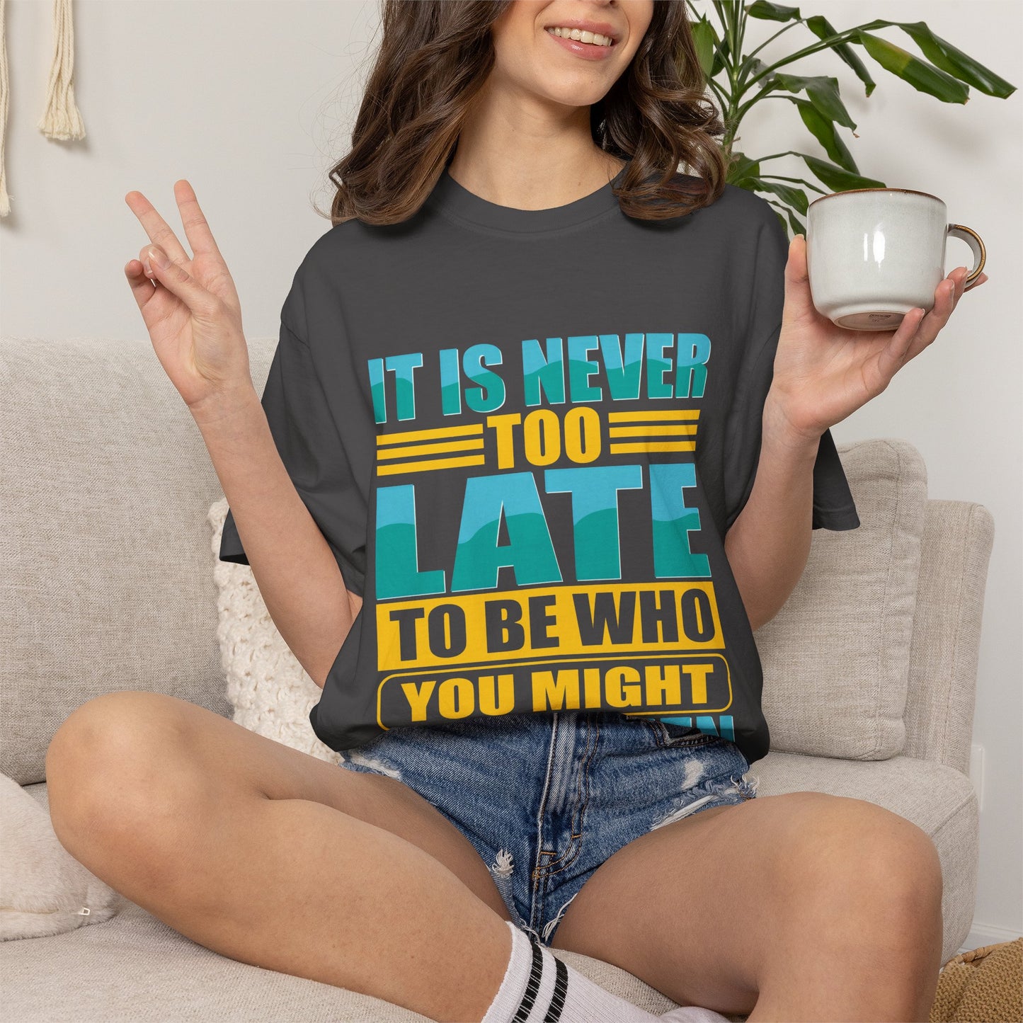 Inspirational Unisex Garment-Dyed T-Shirt - 'It Is Never Too Late'