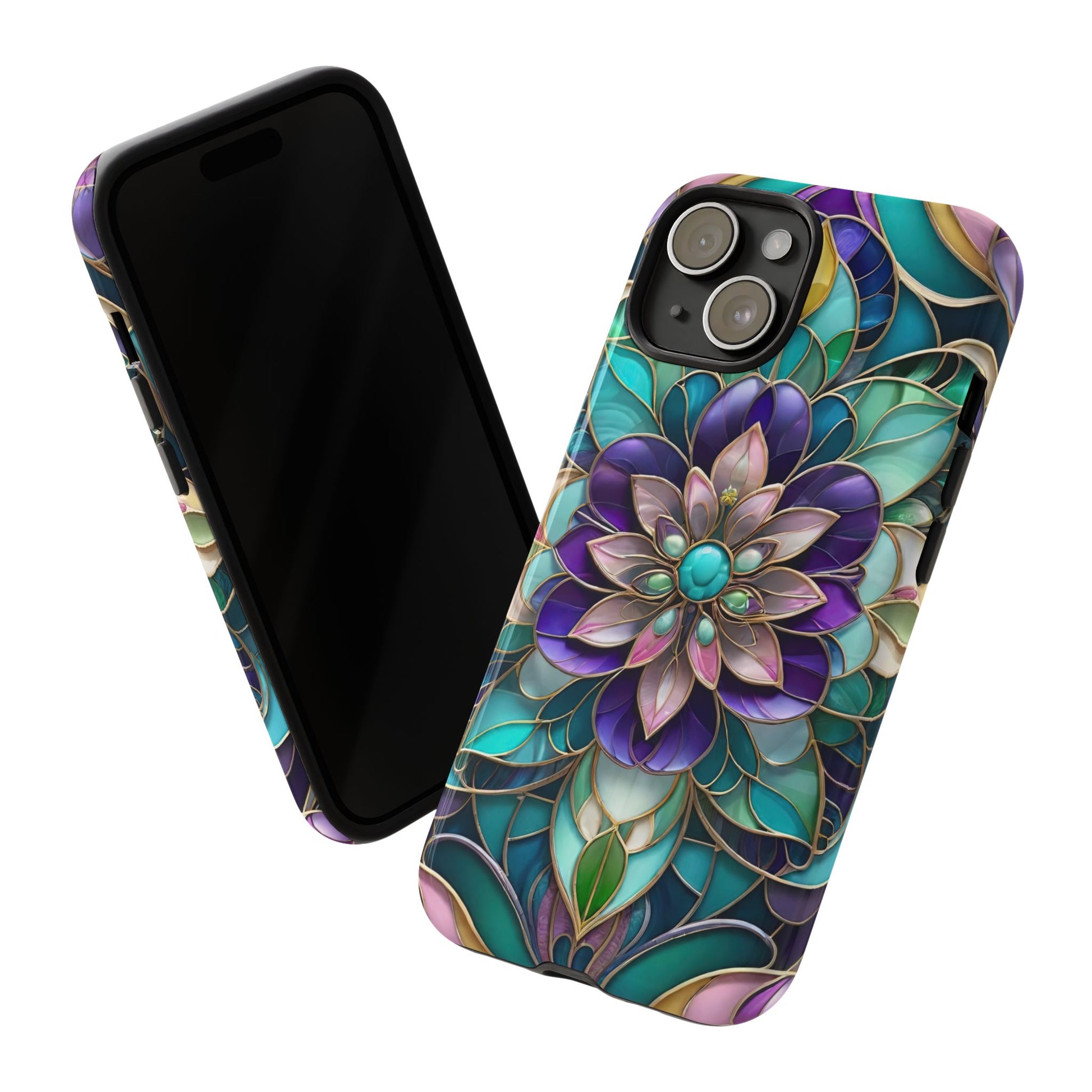Floral Stained Glass Tough Phone Case -Stylish Protection for Your Device