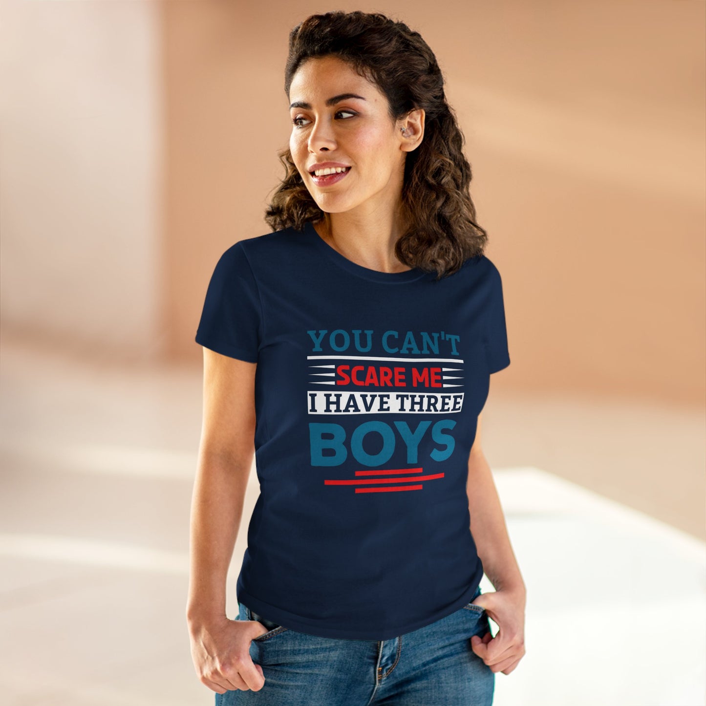 Funny Moms Tee - 'You Can't Scare Me, I Have Three Boys' Cotton T-Shirt
