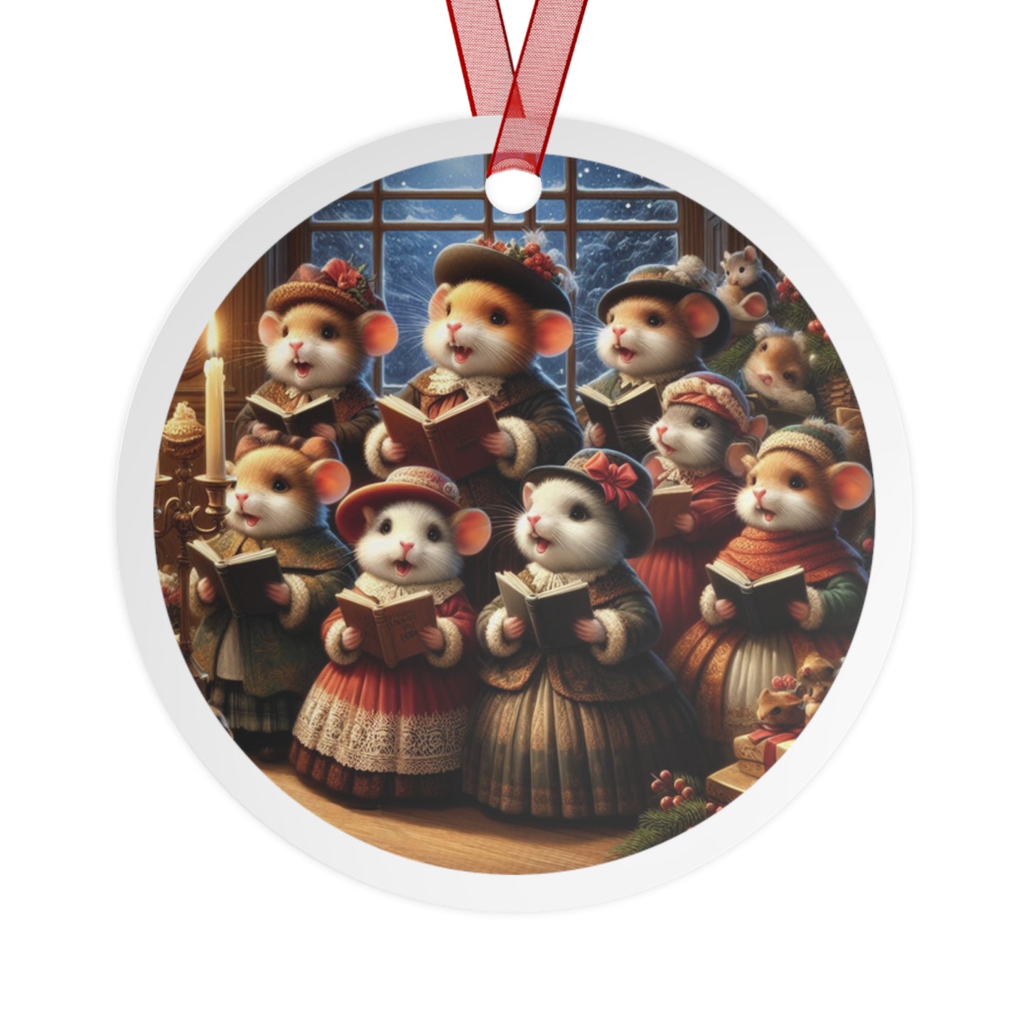 Gingerbread Mouse Carols Metal Ornaments, 2-Side Print