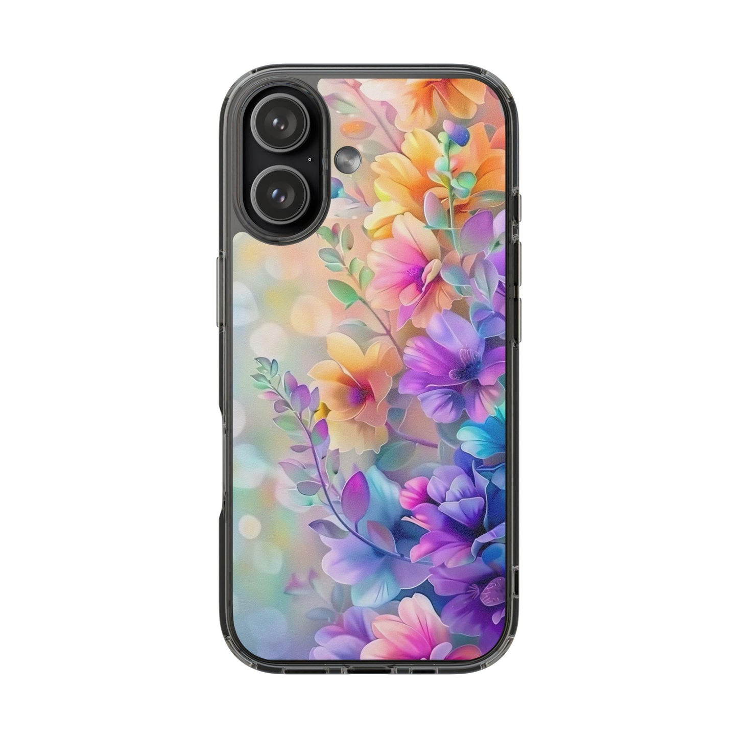 Floral Clear Phone Case -  Colorful Spring Design
