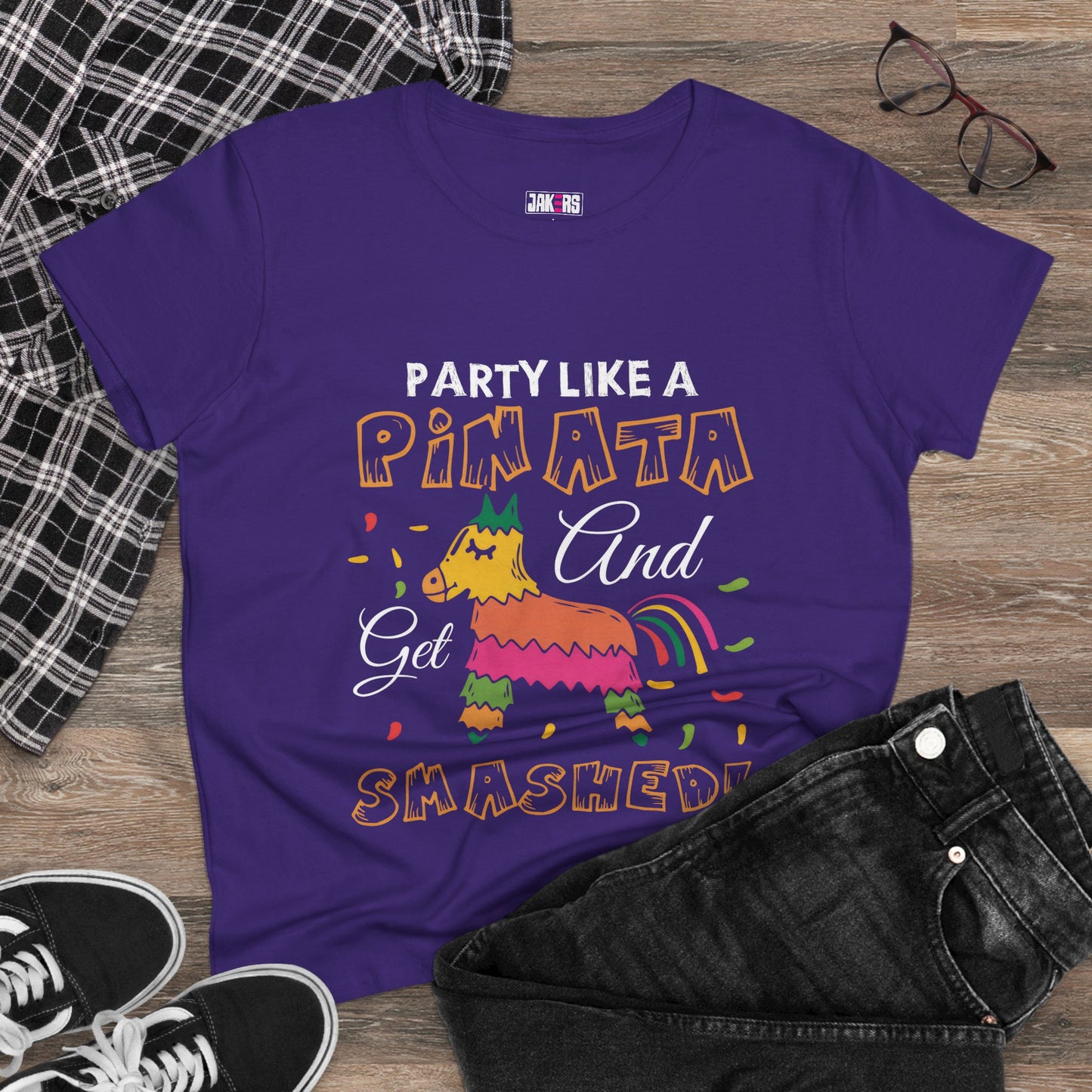Party Like a Piñata Cotton Tee for Women - Fun and Playful Graphic Shirt